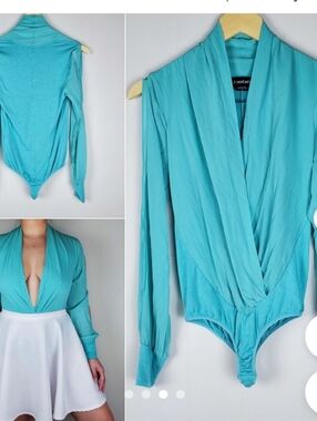 NWOT Bebe Women's Teal Blue Bodysuit Sz. XXS